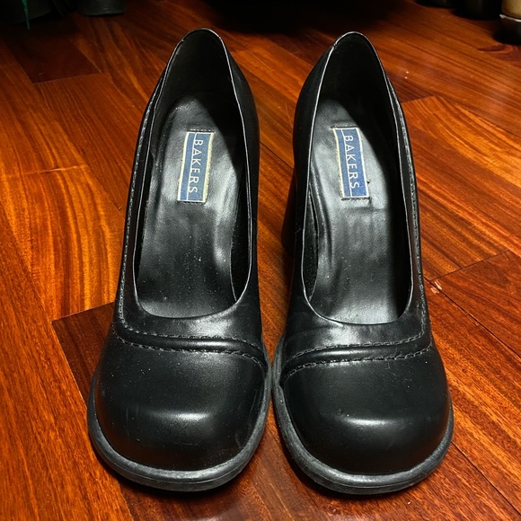 Bakers Shoes - BAKERS ZULU BLACK LEATHER PUMPS HEELS SHOES 7.5